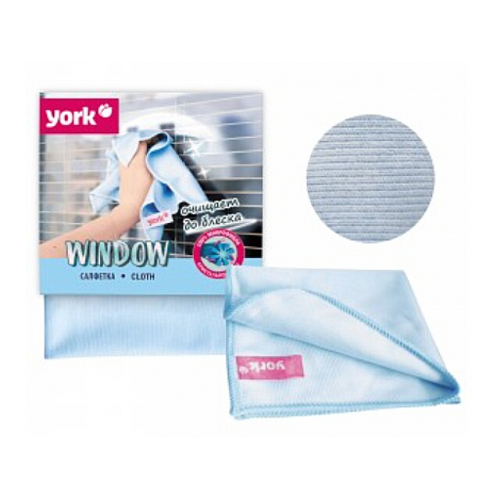 Салфетка 30*30см 280гр/м2 вискоза для стекол и зеркал York/48/12/